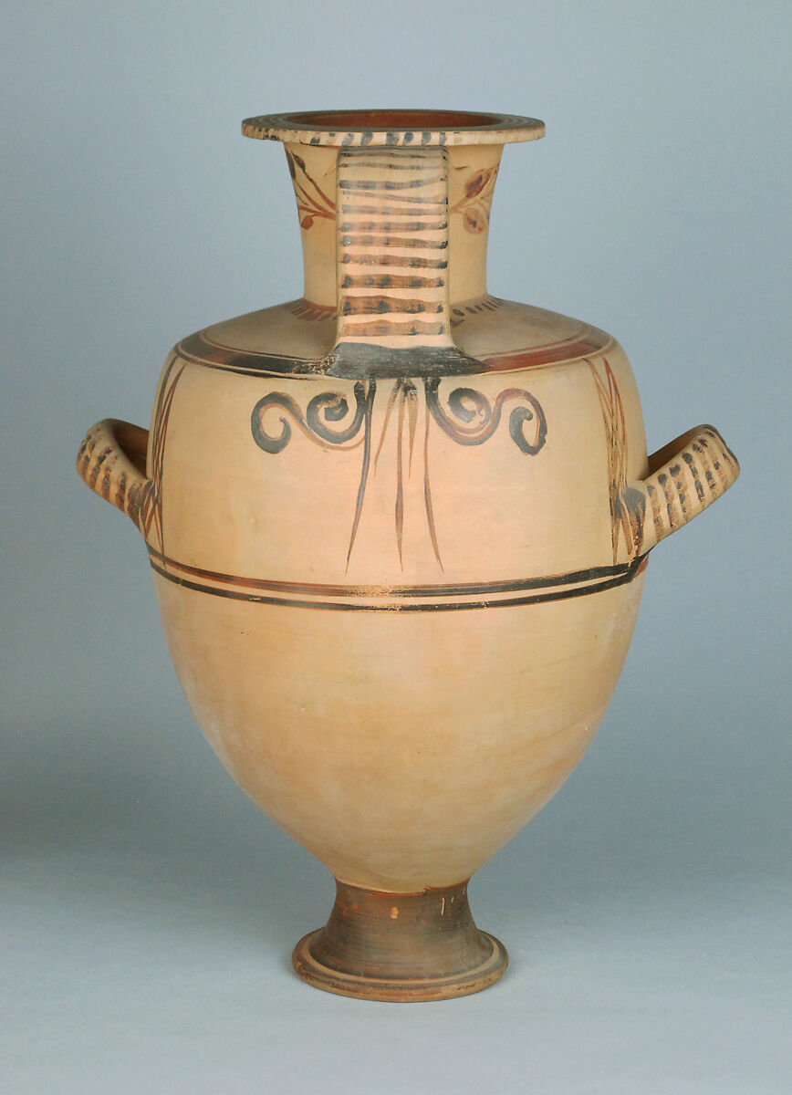 Terracotta Hadra hydria (water jar), Terracotta, Greek, Egypt, Alexandria-Hadra