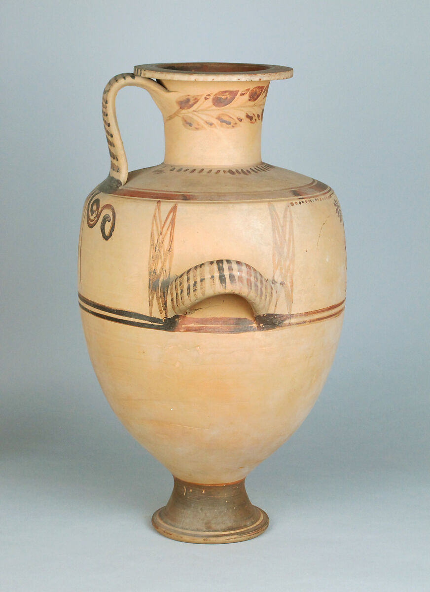 Terracotta Hadra hydria (water jar), Terracotta, Greek, Egypt, Alexandria-Hadra
