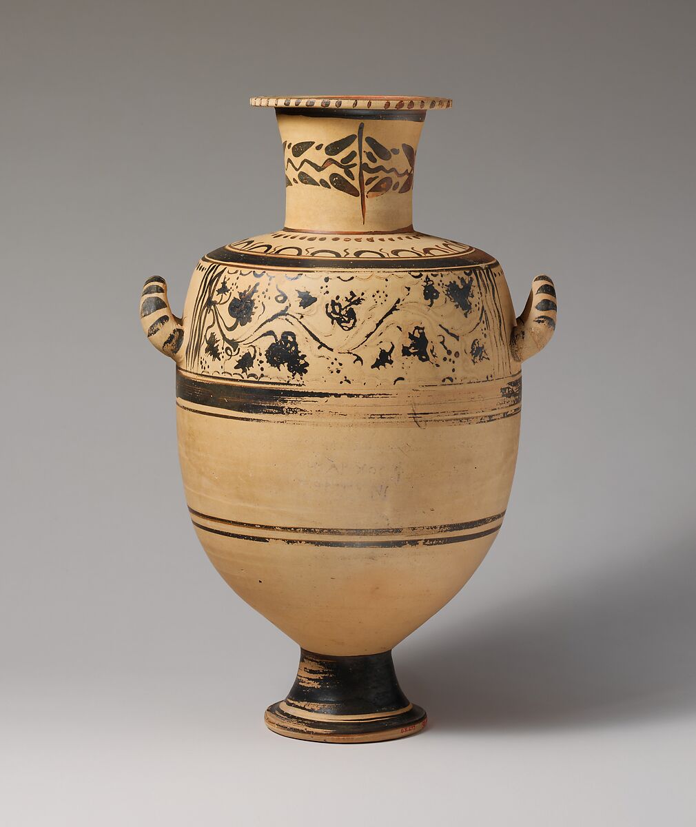 Terracotta Hadra hydria (water jar), Terracotta, Greek, Ptolemaic, Cretan