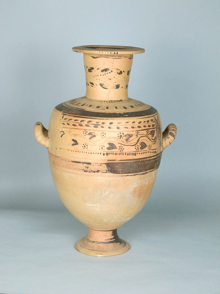 Terracotta Hadra hydria (water jar), Terracotta, Greek, Egypt, Alexandria-Hadra