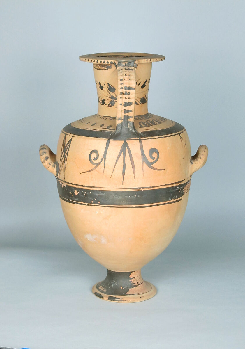 Terracotta Hadra hydria (water jar), Terracotta, Greek, Egypt, Alexandria-Hadra