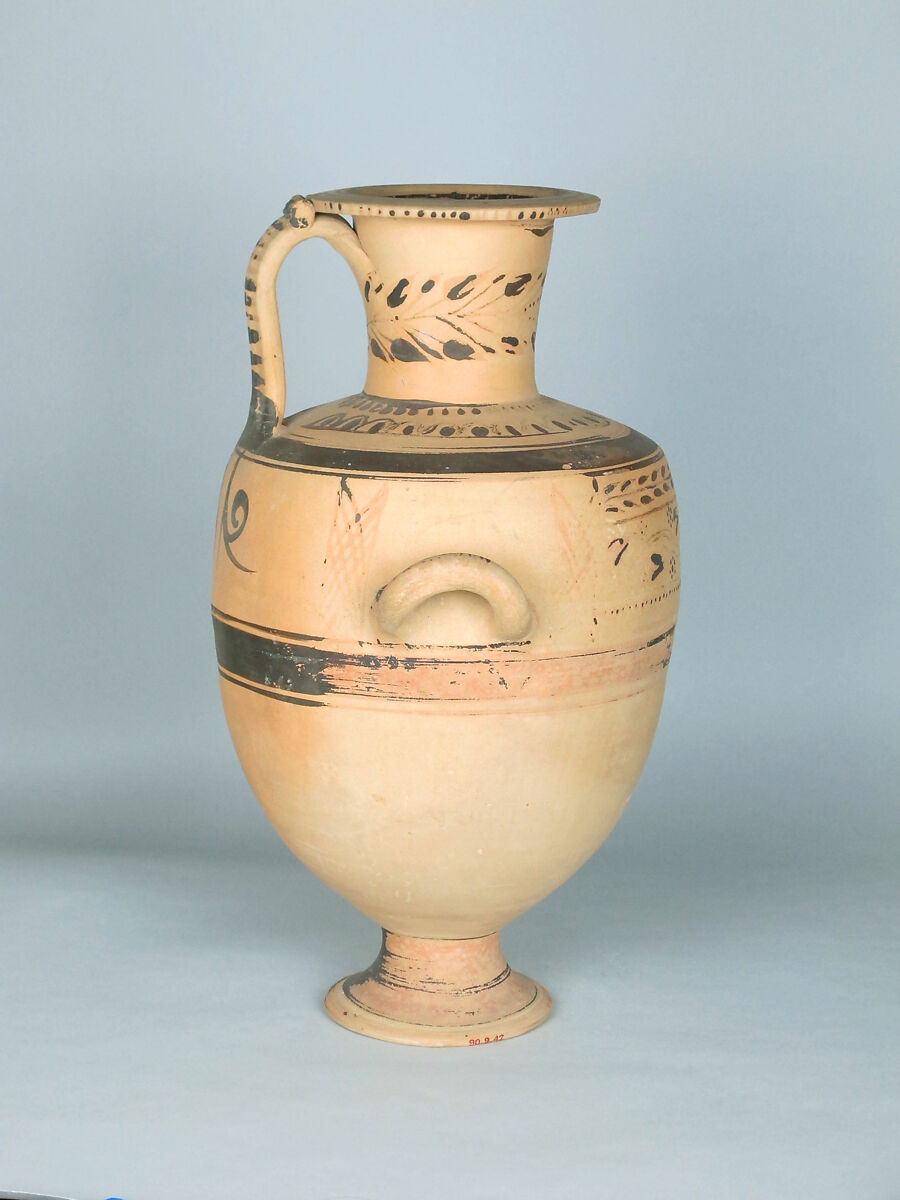 Terracotta Hadra hydria (water jar), Terracotta, Greek, Egypt, Alexandria-Hadra