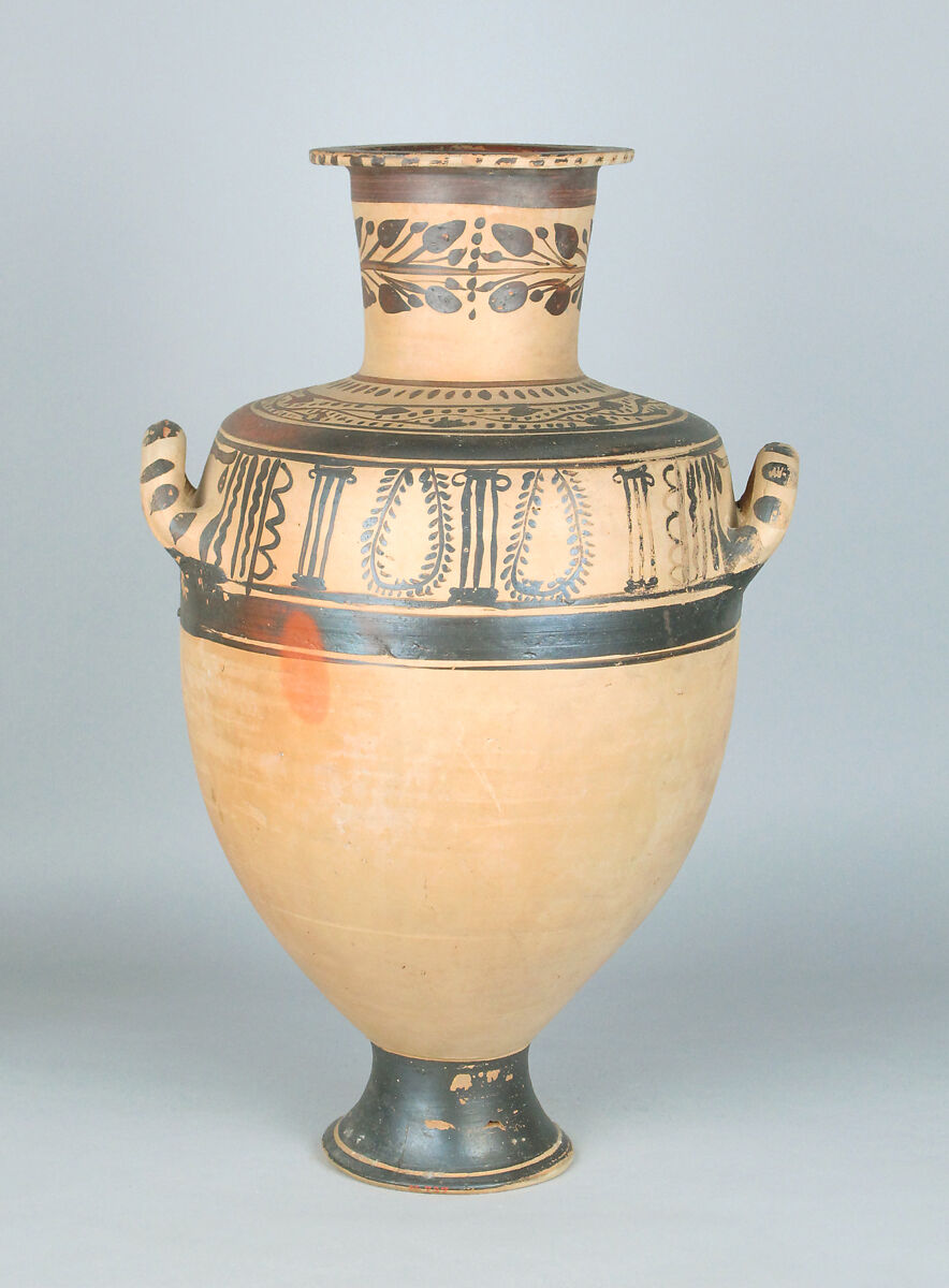 Terracotta Hadra hydria (water jar), Terracotta, Greek, Egypt, Alexandria-Hadra 