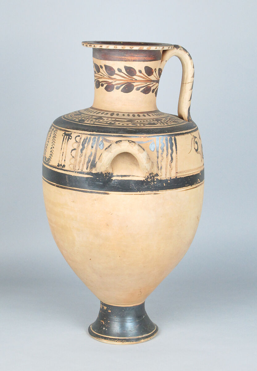 Terracotta Hadra hydria (water jar), Terracotta, Greek, Egypt, Alexandria-Hadra