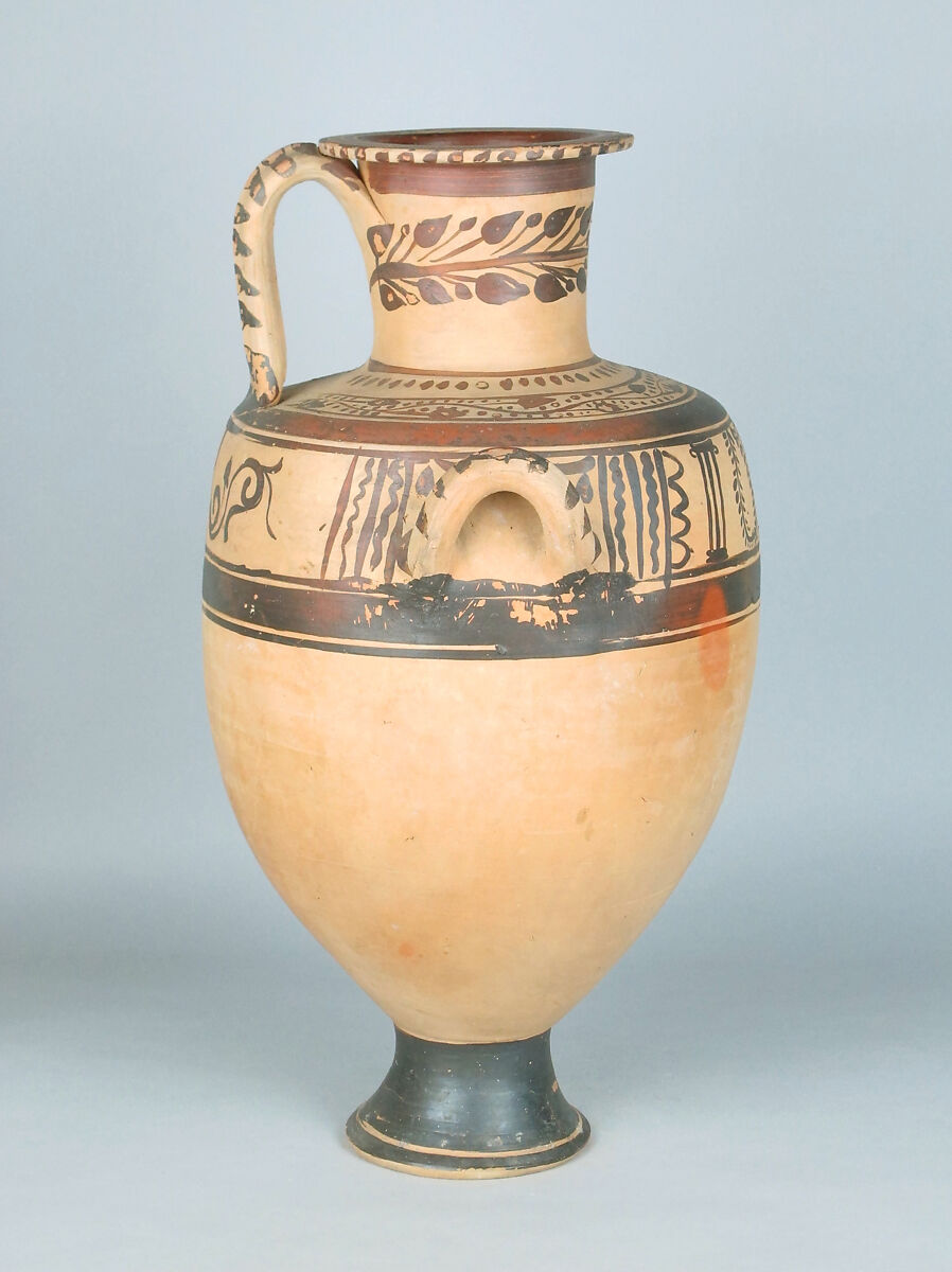 Terracotta Hadra hydria (water jar), Terracotta, Greek, Egypt, Alexandria-Hadra