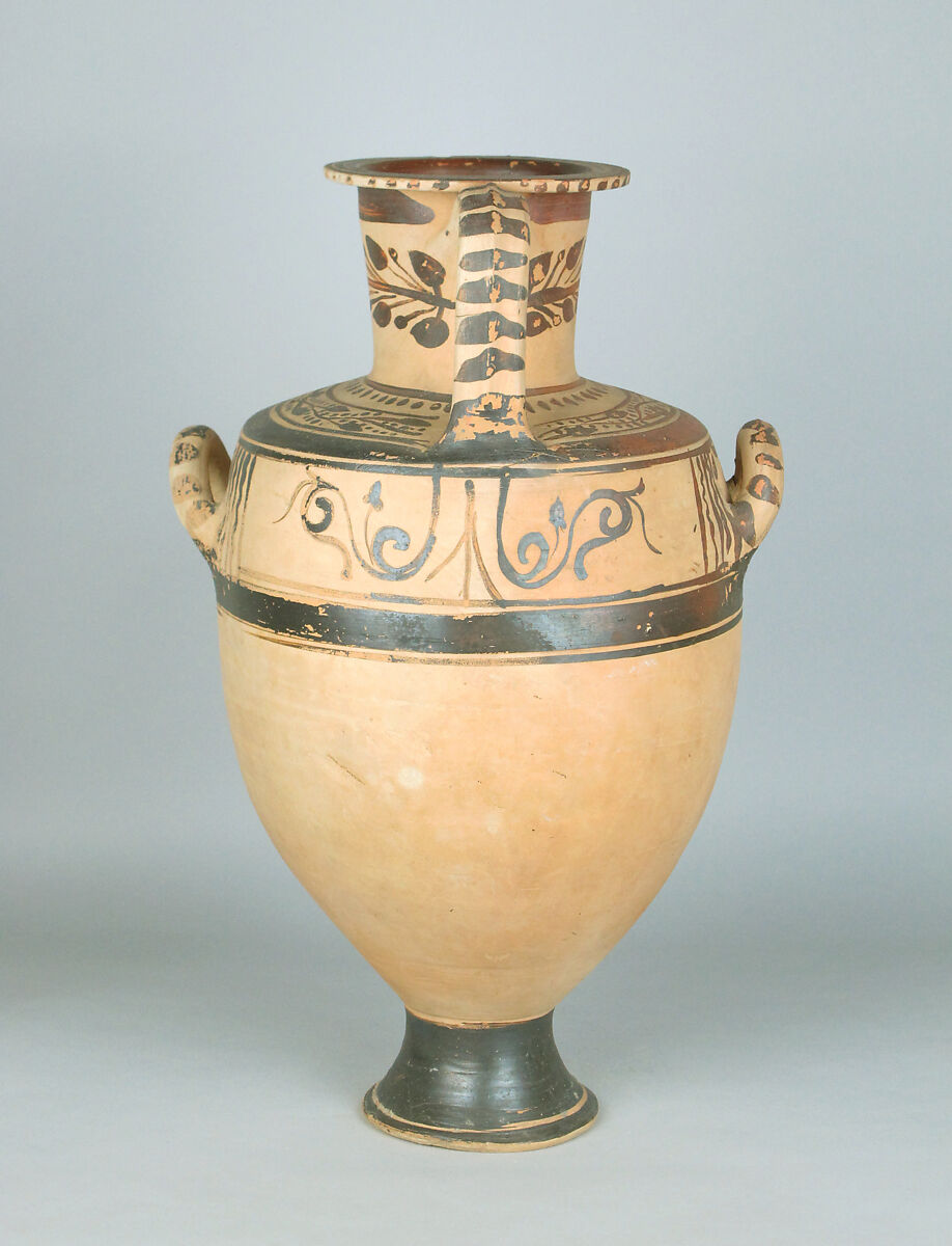 Terracotta Hadra hydria (water jar), Terracotta, Greek, Egypt, Alexandria-Hadra