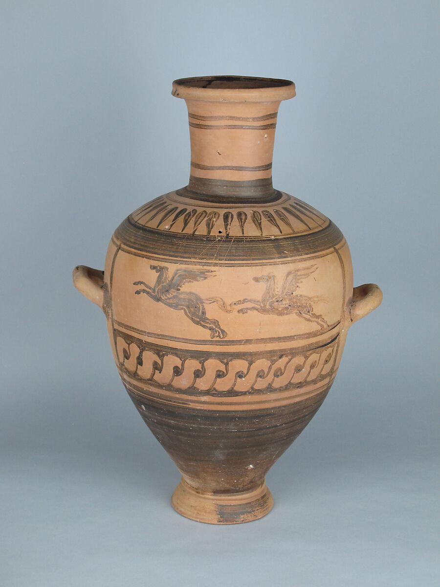 Terracotta Hadra hydria (water jar), Terracotta, Greek, Egypt, Alexandria-Hadra 