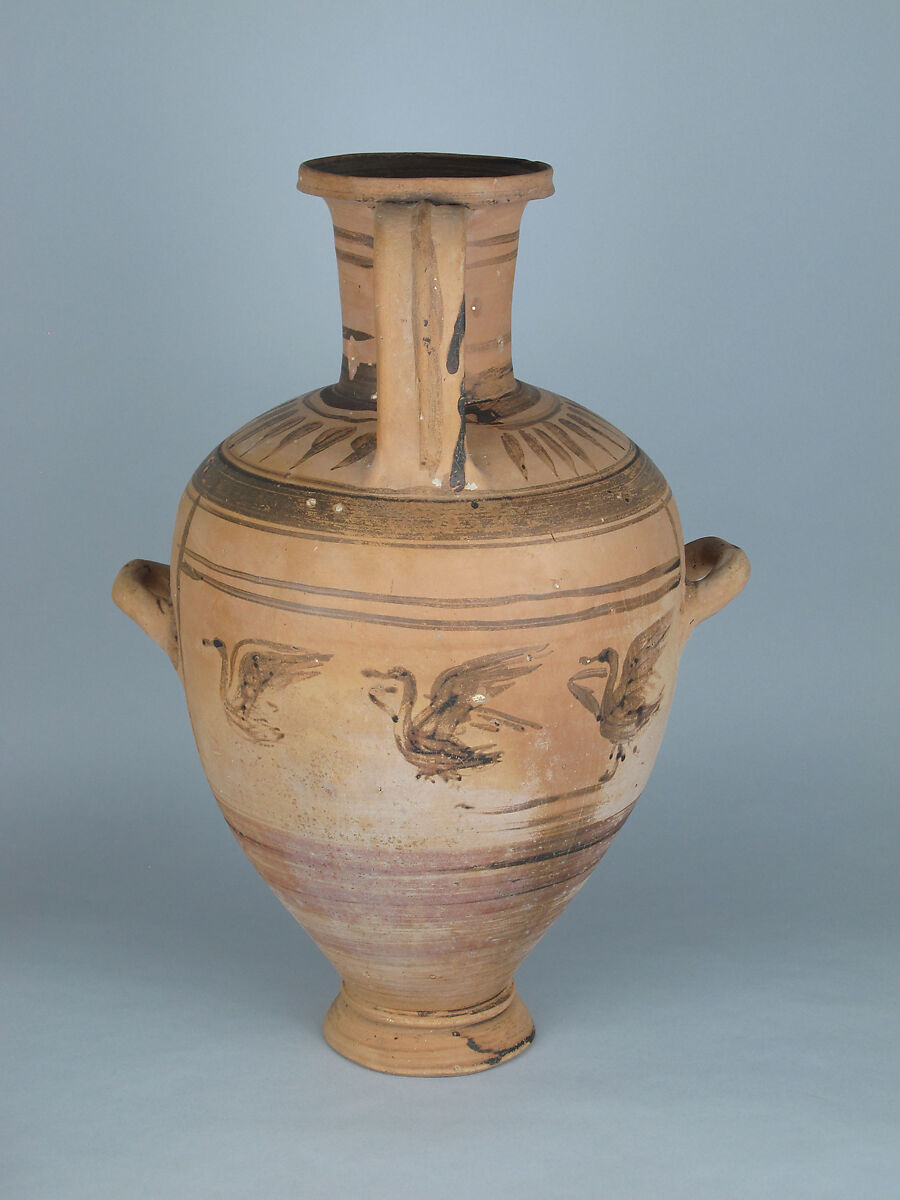 Terracotta Hadra hydria (water jar), Terracotta, Greek, Egypt, Alexandria-Hadra