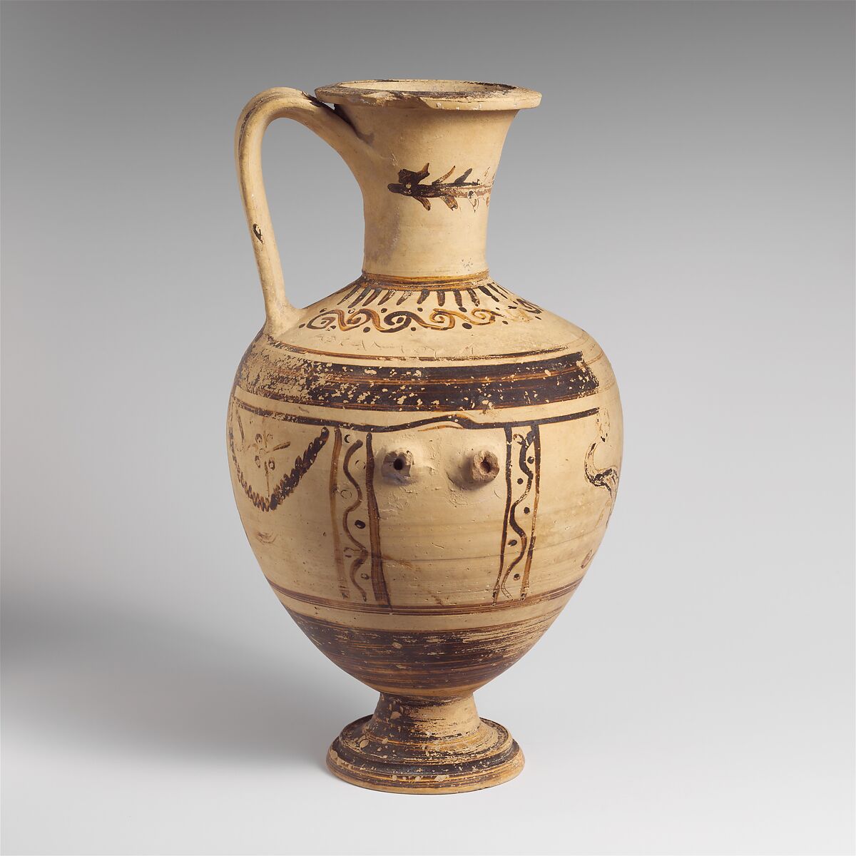 Terracotta Hadra hydria (water jar), Terracotta, Greek, Ptolemaic 