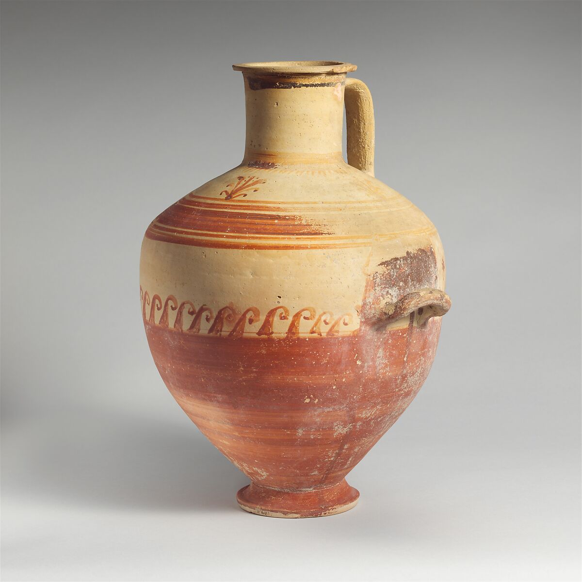 Terracotta Hadra hydria (water jar), Terracotta, Greek, Ptolemaic 
