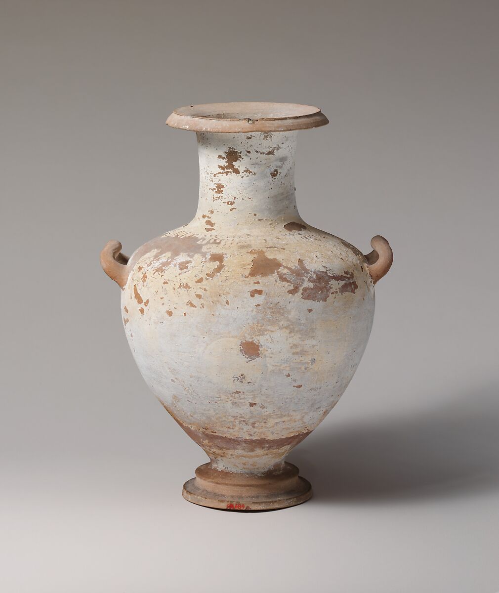 Terracotta Hadra hydria (water jar), Terracotta, Greek, Ptolemaic, Alexandrian 