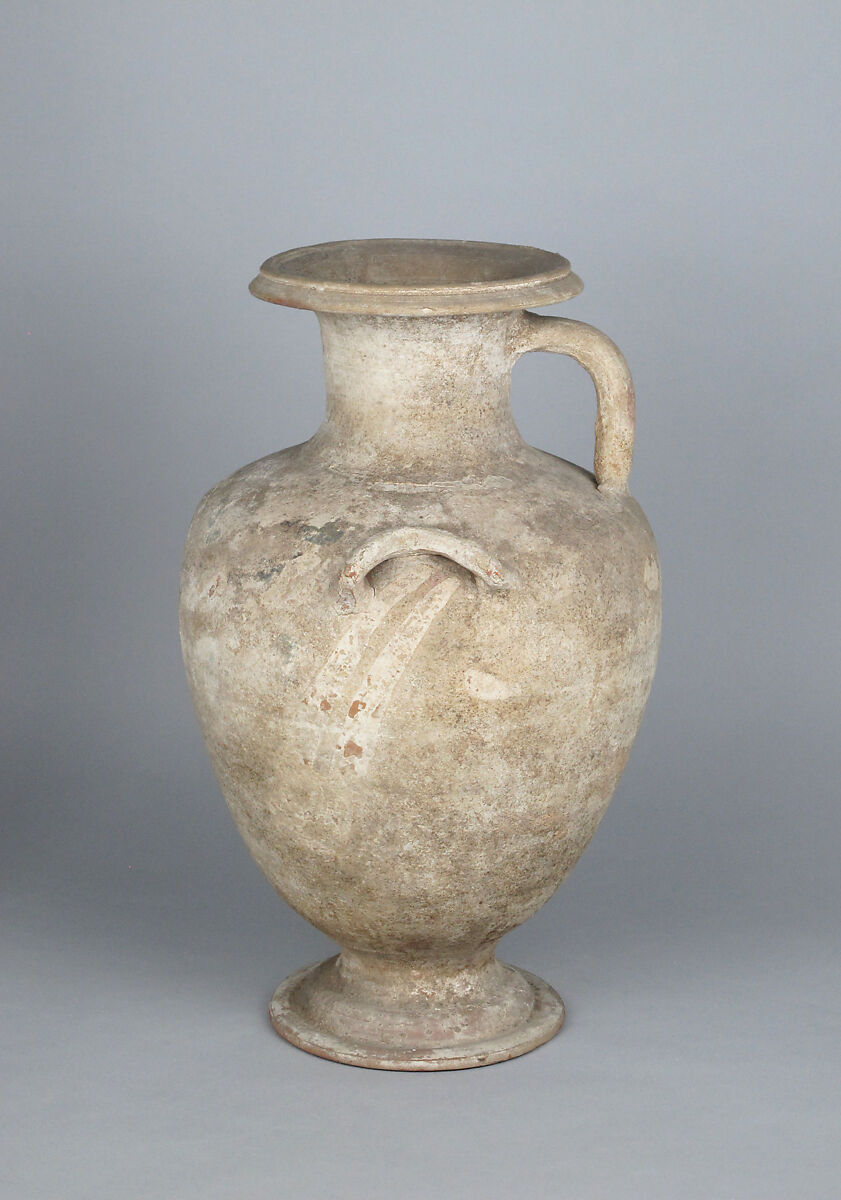 Terracotta Hadra hydria (water jar), Terracotta, Greek, Egypt, Alexandria-Hadra