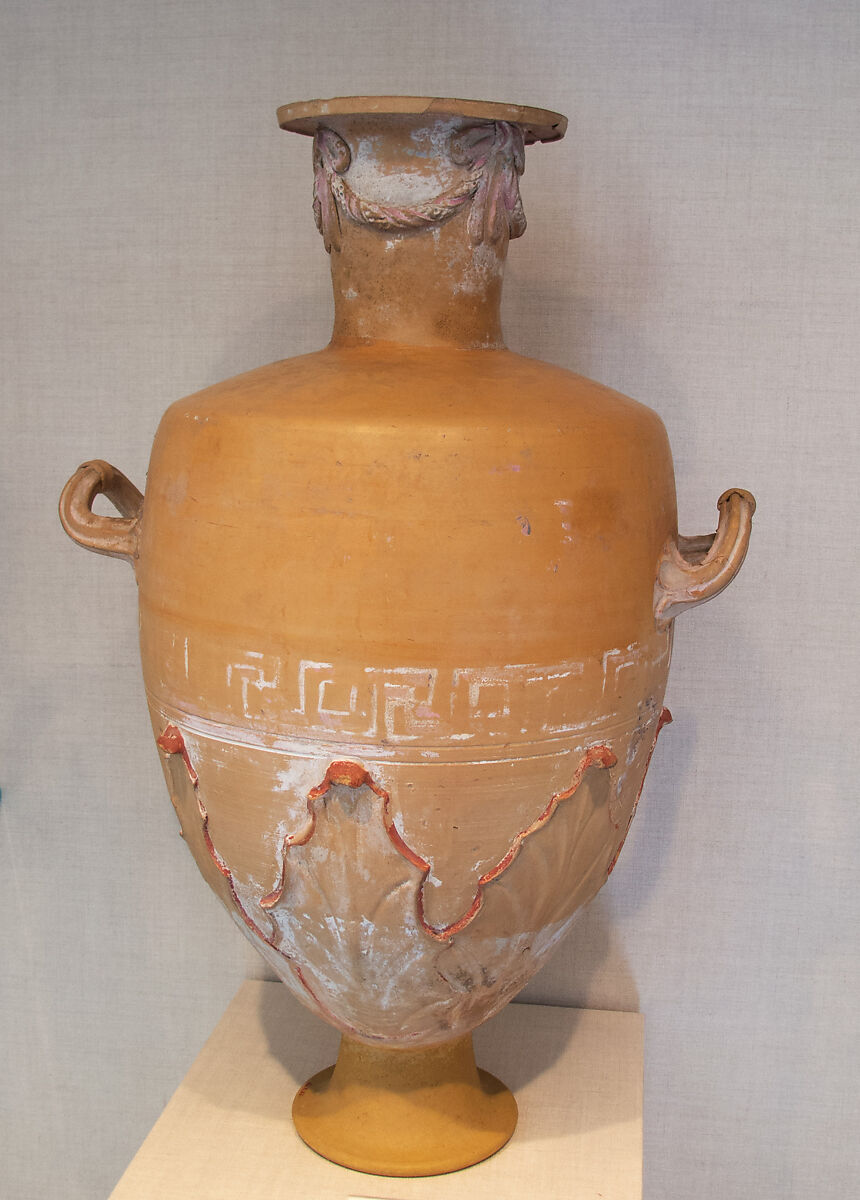 Terracotta Hadra hydria (water jar), Terracotta, Greek, Ptolemaic, Cretan 
