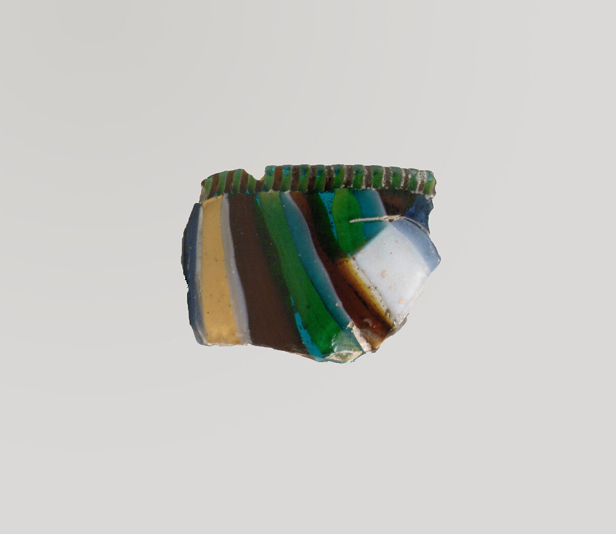 Glass striped mosaic bowl fragment, Glass, Roman 