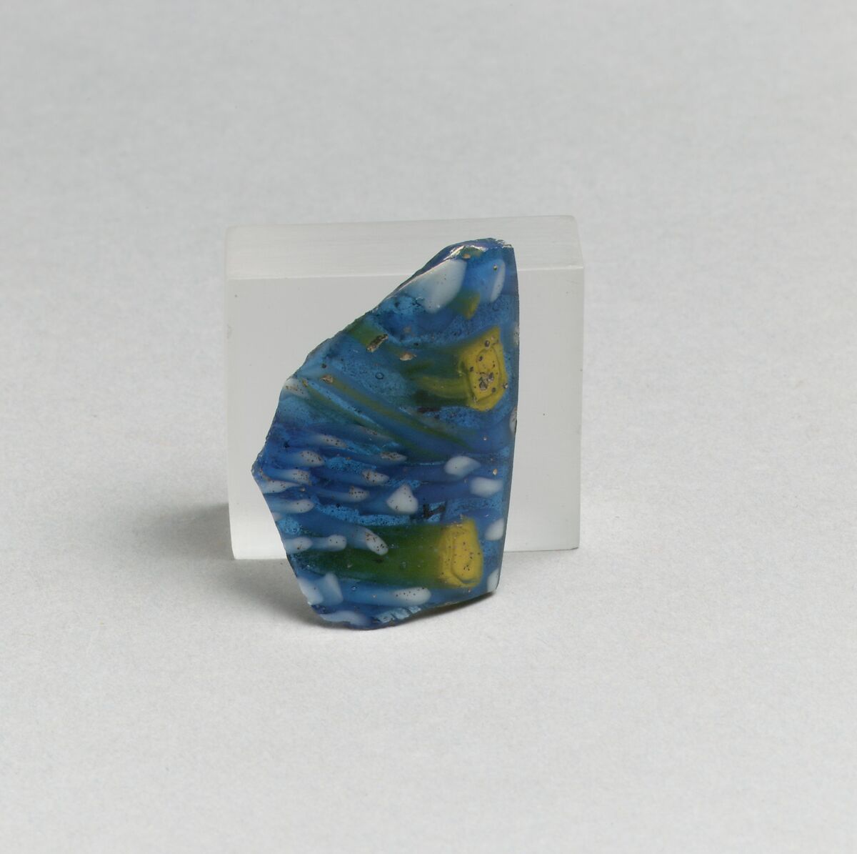 Glass mosaic ribbed bowl fragment, Glass, Roman