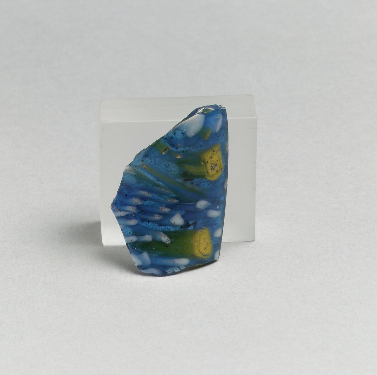 Glass mosaic ribbed bowl fragment, Glass, Roman