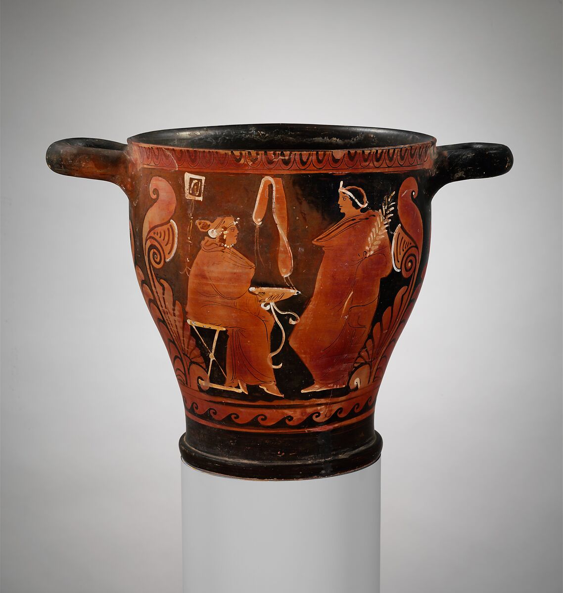 Terracotta skyphos (deep drinking cup), Attributed to the CA Painter, Terracotta, Greek, South Italian, Campanian