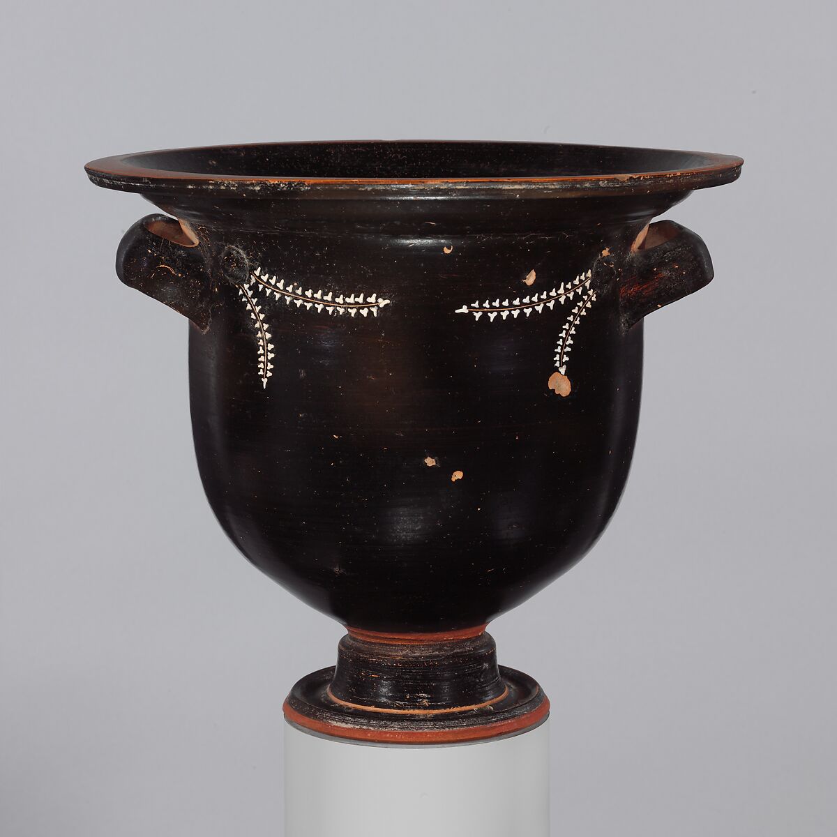Terracotta bell-krater (mixing bowl), Terracotta, Greek, South Italian, Apulian, Gnathian