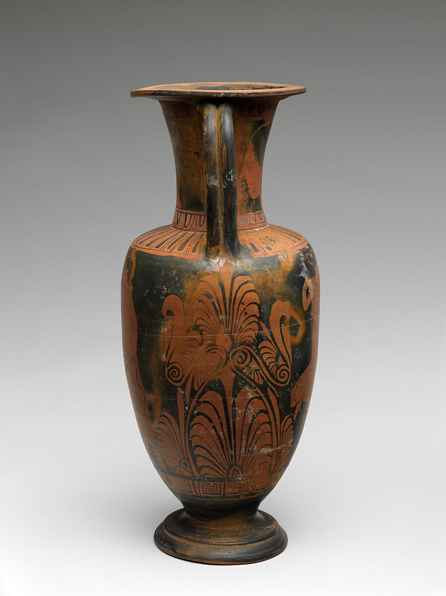 Terracotta neck-amphora (jar), Attributed to the Parrish Painter, Terracotta, Greek, South Italian, Campanian