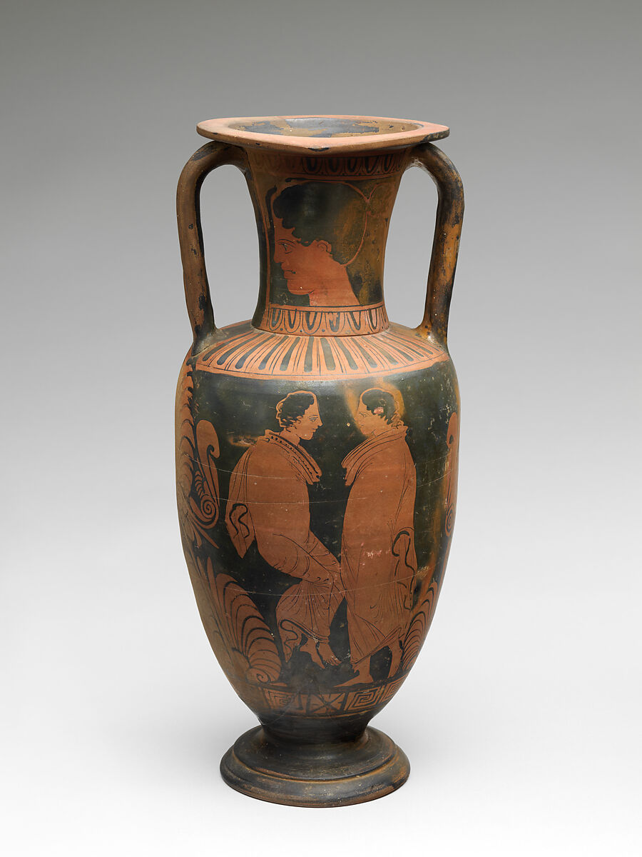 Terracotta neck-amphora (jar), Attributed to the Parrish Painter, Terracotta, Greek, South Italian, Campanian