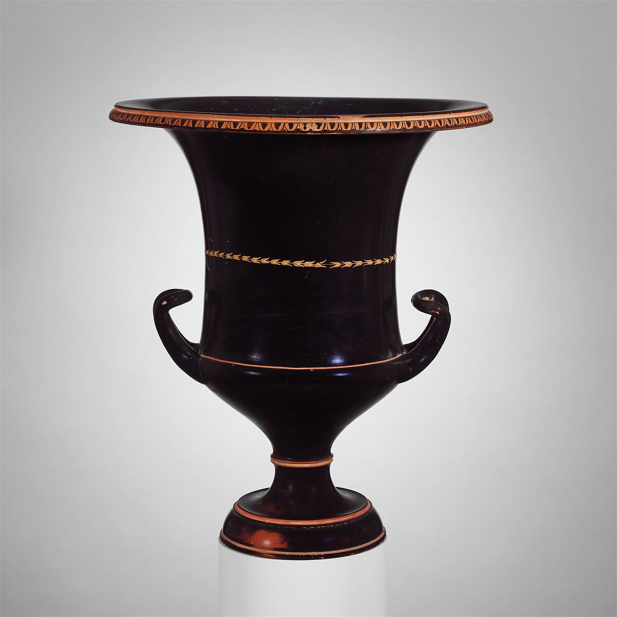 Terracotta calyx-krater (bowl for mixing wine and water), Terracotta, Greek, Attic 