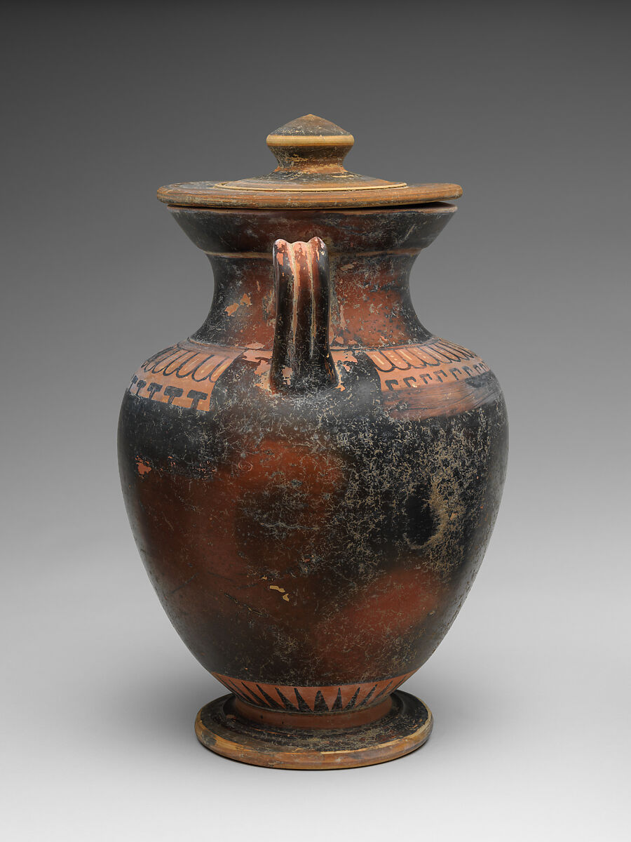 Neck-amphora with lid, Terracotta, Italic, South Italian