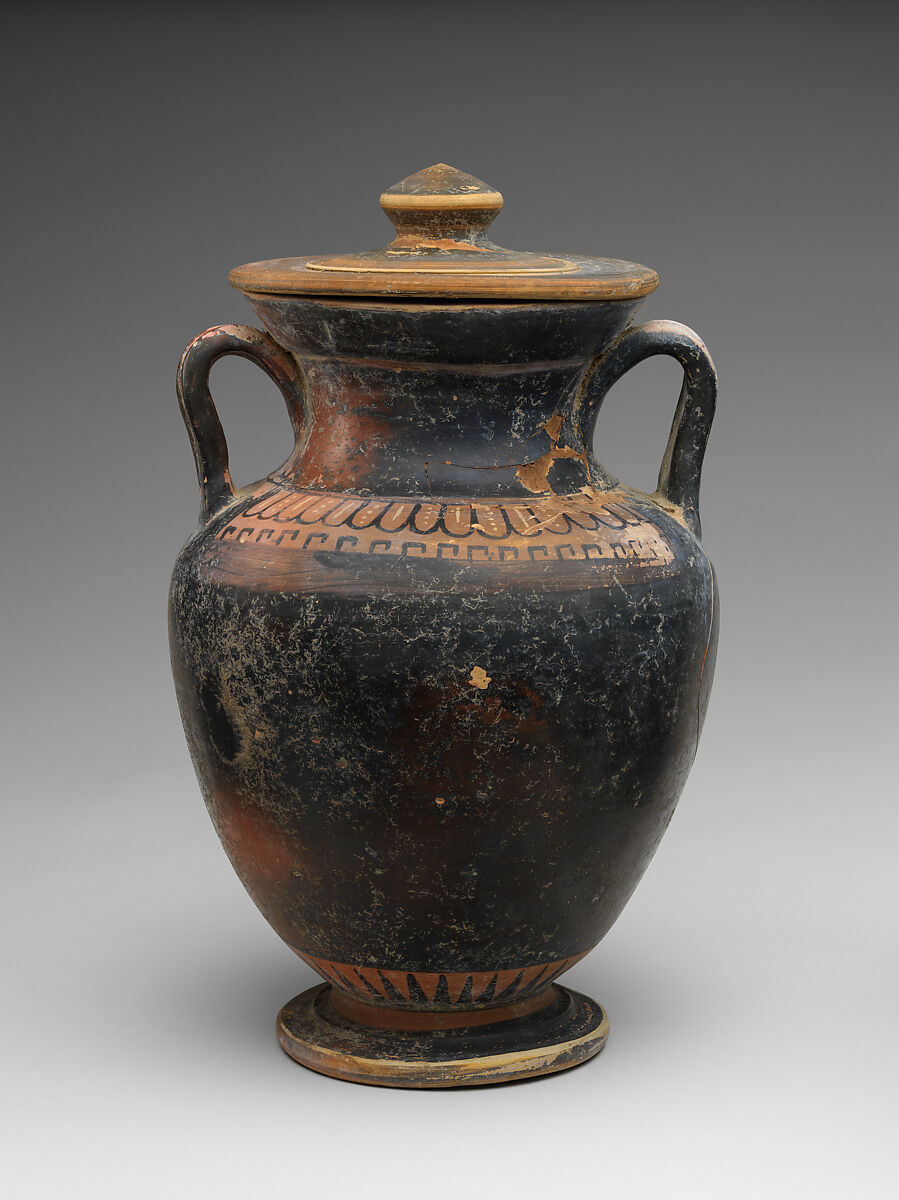 Neck-amphora with lid, Terracotta, Italic, South Italian
