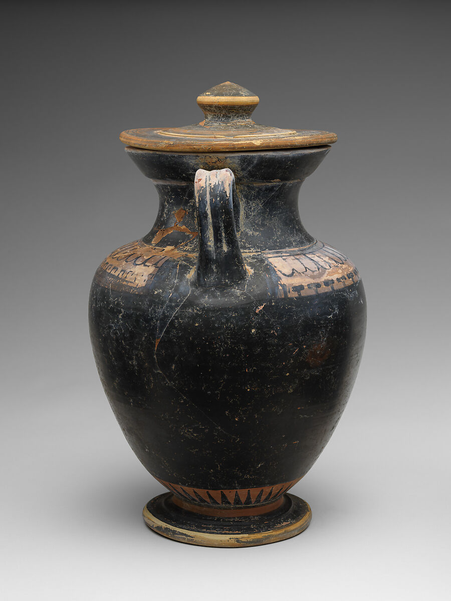 Neck-amphora with lid, Terracotta, Italic, South Italian