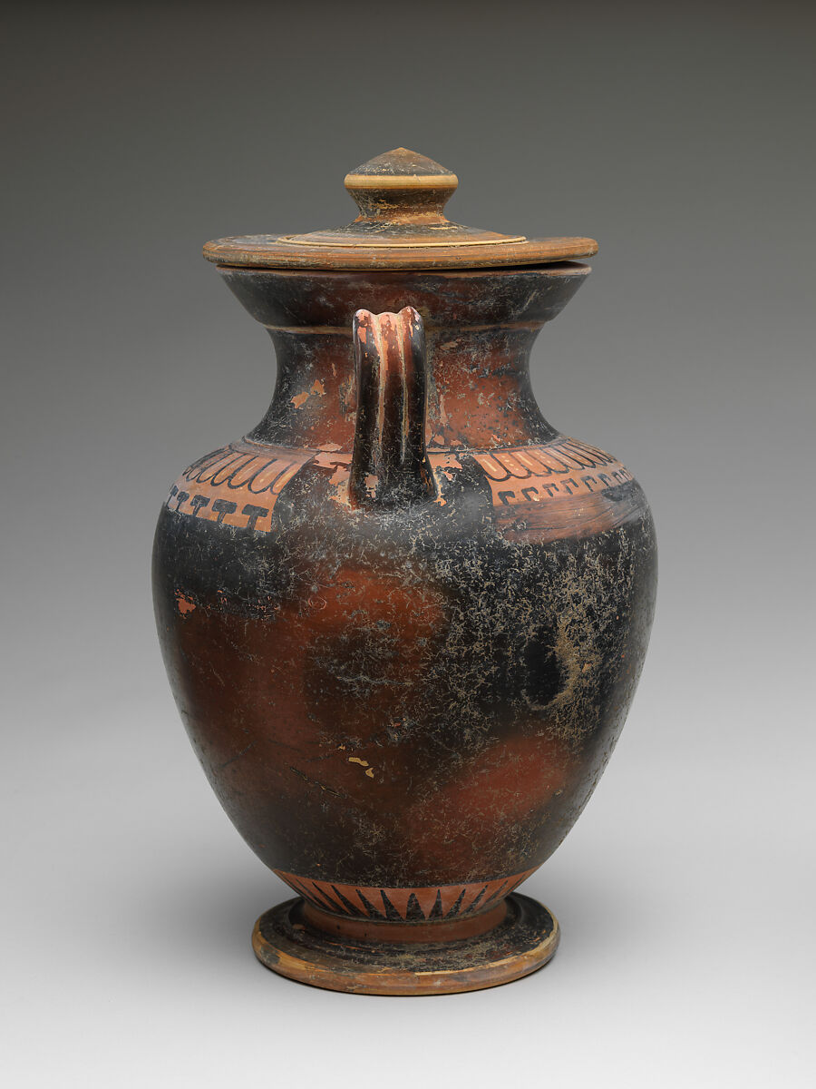 Neck-amphora with lid, Terracotta, Italic, South Italian