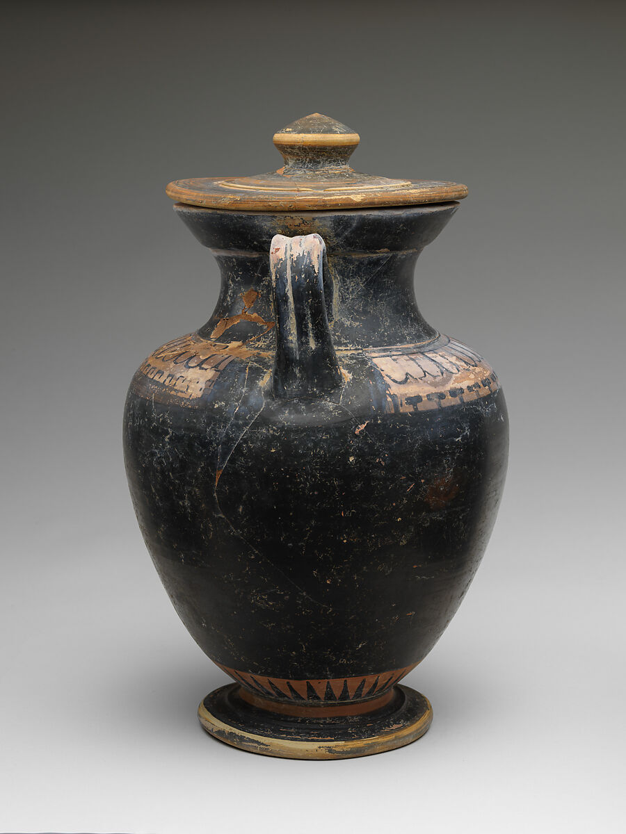Neck-amphora with lid, Terracotta, Italic, South Italian