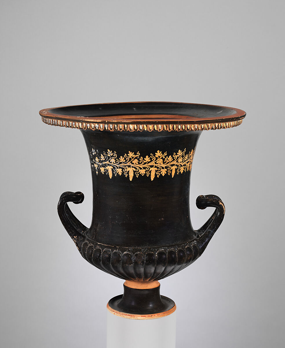 Terracotta calyx-krater (mixing bowl), Terracotta, Greek, South Italian, Apulian, Gnathian