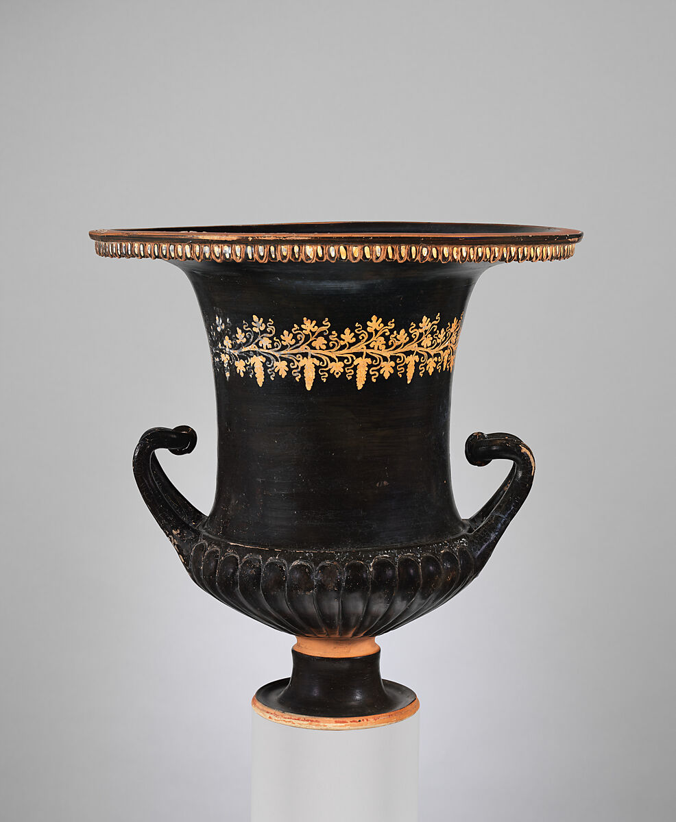 Terracotta calyx-krater (mixing bowl), Terracotta, Greek, South Italian, Apulian, Gnathian