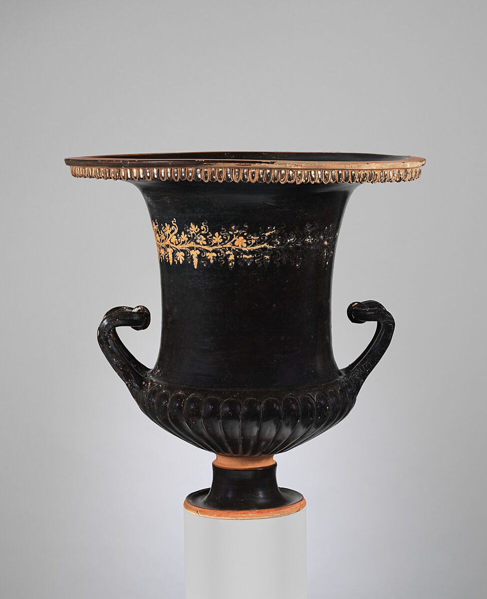 Terracotta calyx-krater (mixing bowl), Terracotta, Greek, South Italian, Apulian, Gnathian