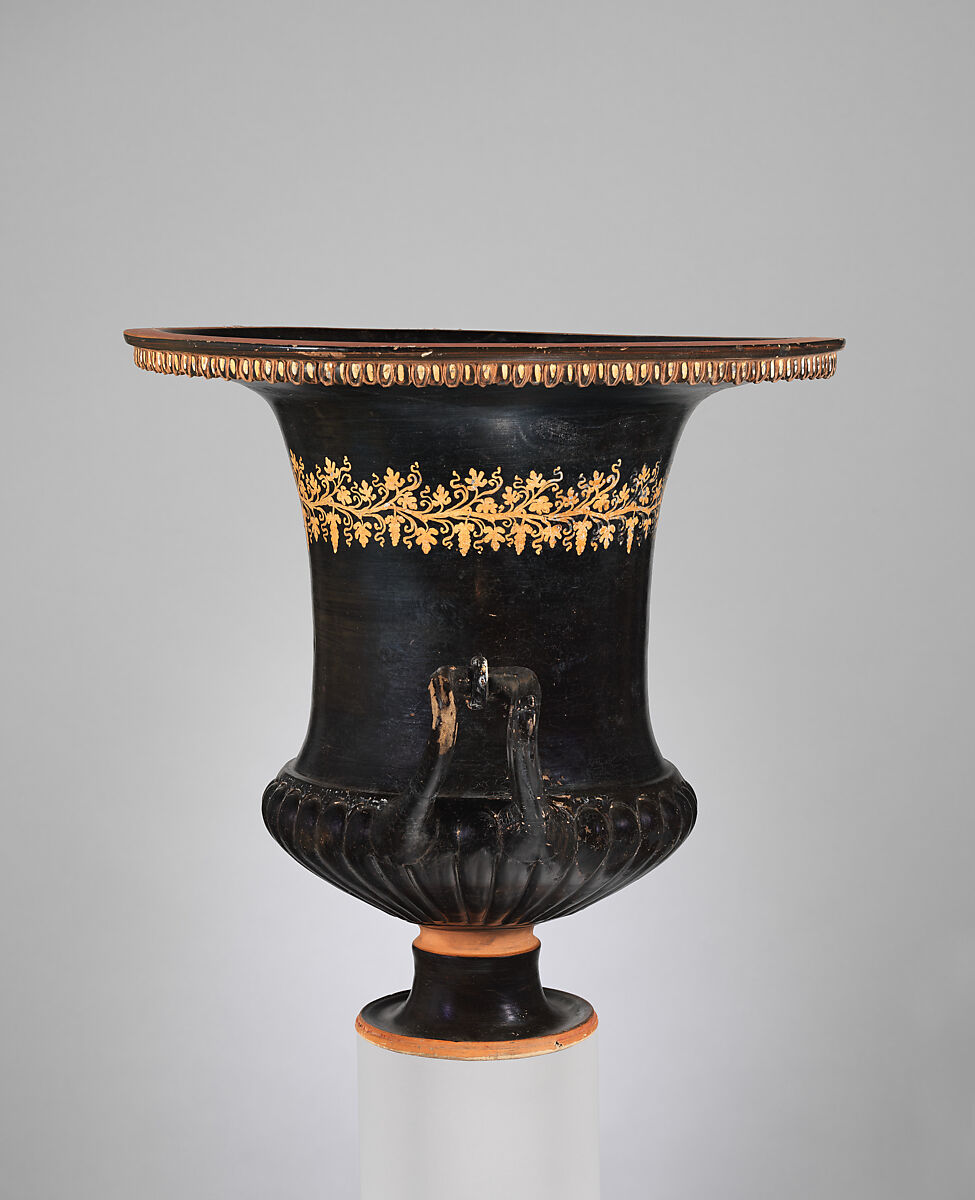 Terracotta calyx-krater (mixing bowl), Terracotta, Greek, South Italian, Apulian, Gnathian
