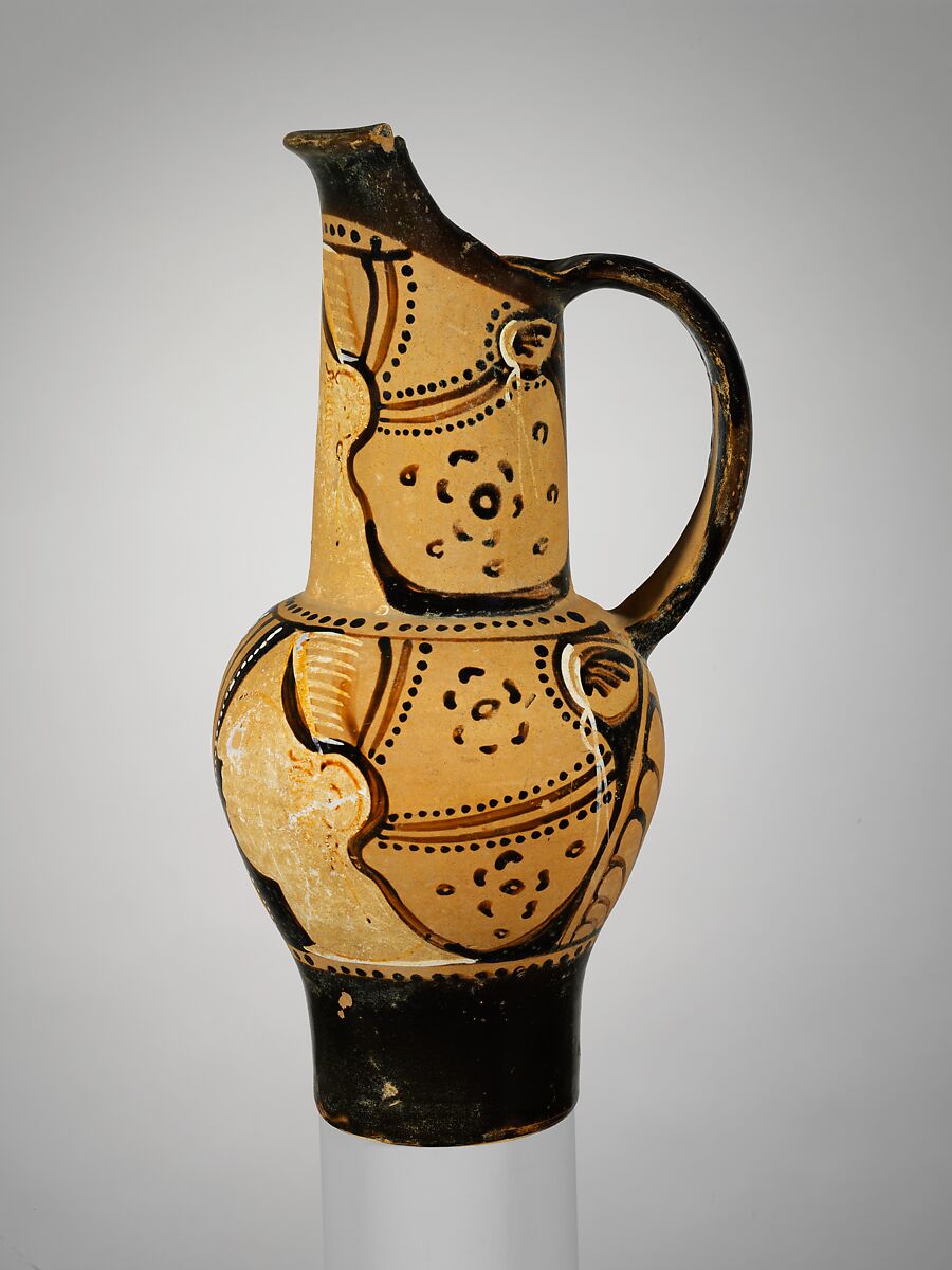 Terracotta oinochoe (jug), Attributed to the Torcop Group, Terracotta, Etruscan