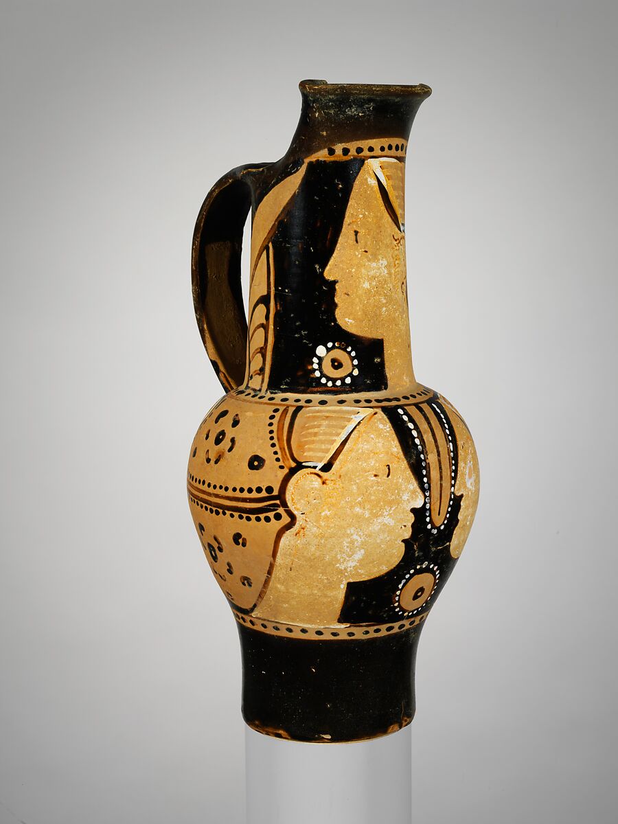 Terracotta oinochoe (jug), Attributed to the Torcop Group, Terracotta, Etruscan 
