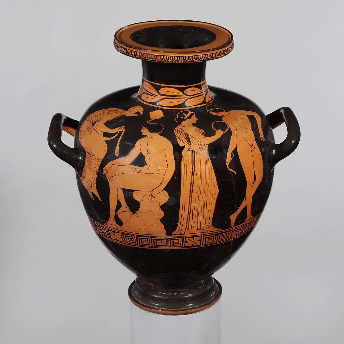 Terracotta hydria (water jar), Attributed to the Amykos Painter, Terracotta, Greek, South Italian, Lucanian