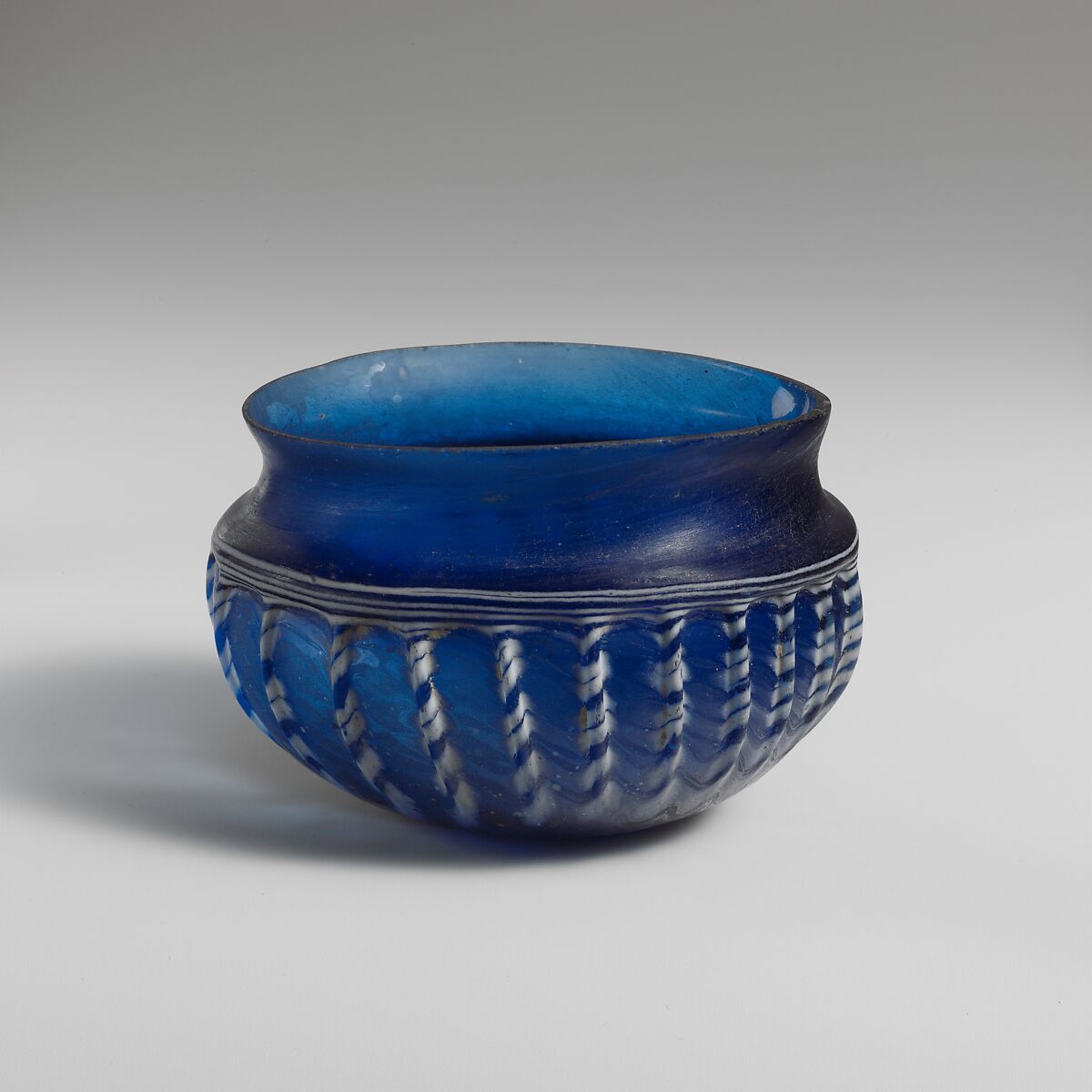 Glass ribbed bowl, Glass, Roman 