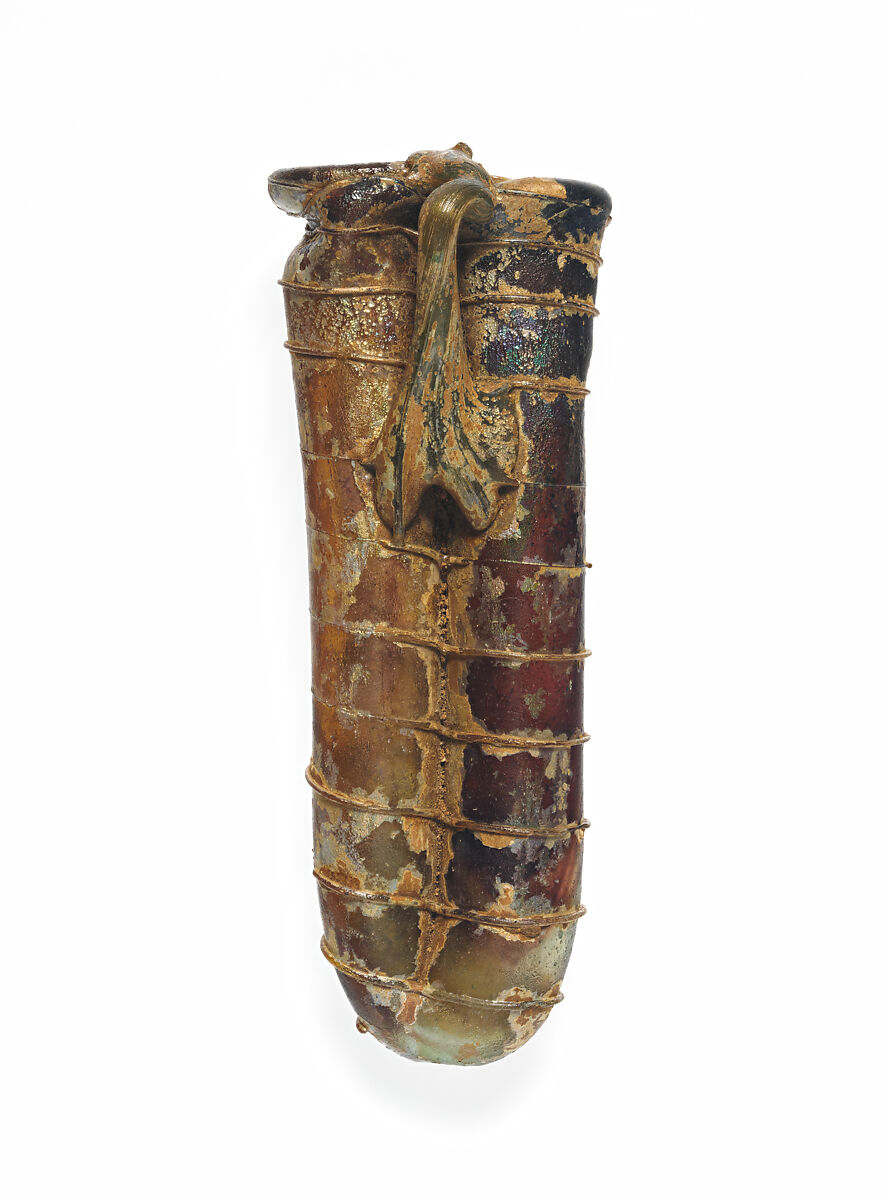 Glass double cosmetic flask (kohl tube), Glass, Roman, Syrian 