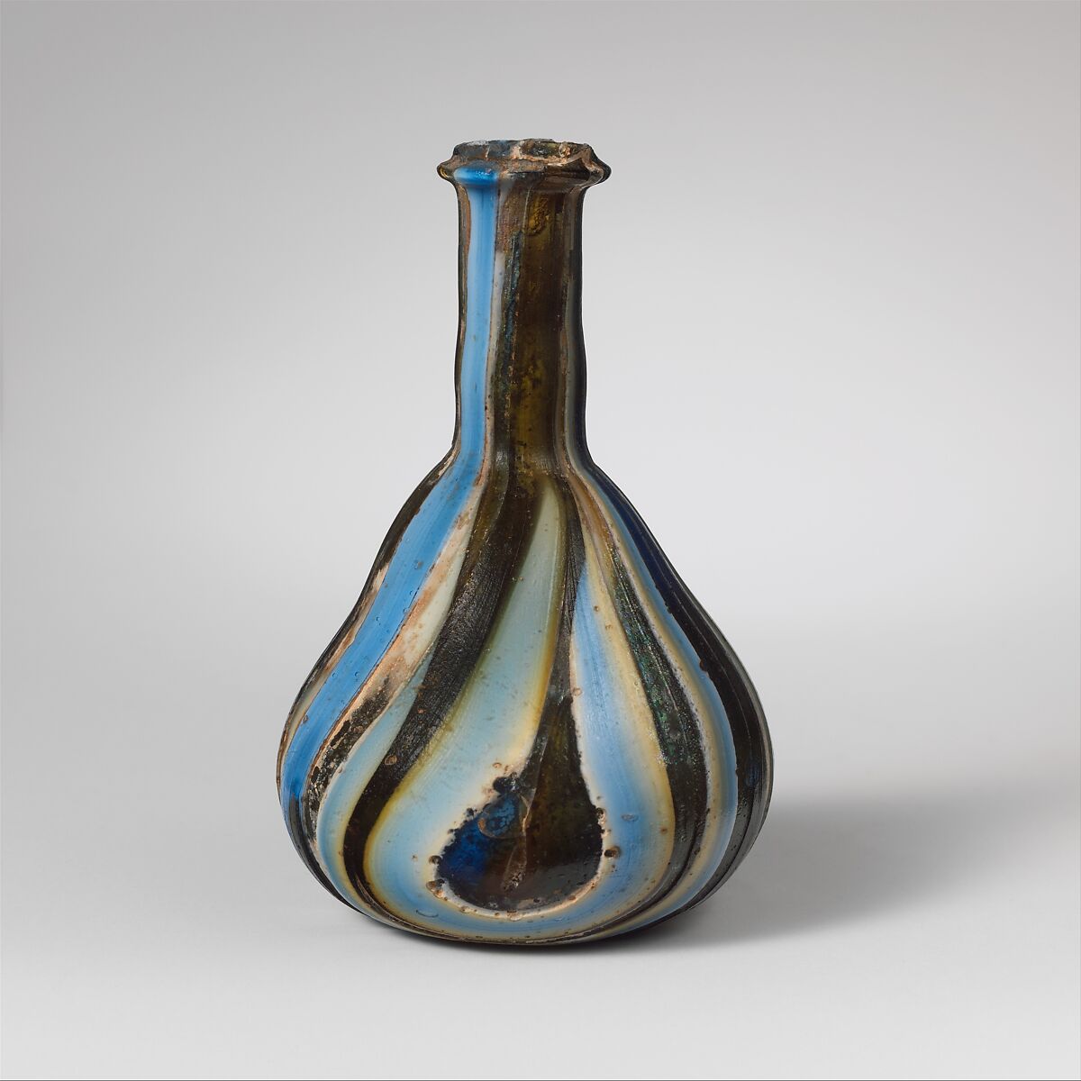 Glass mosaic bottle, Glass, Roman 