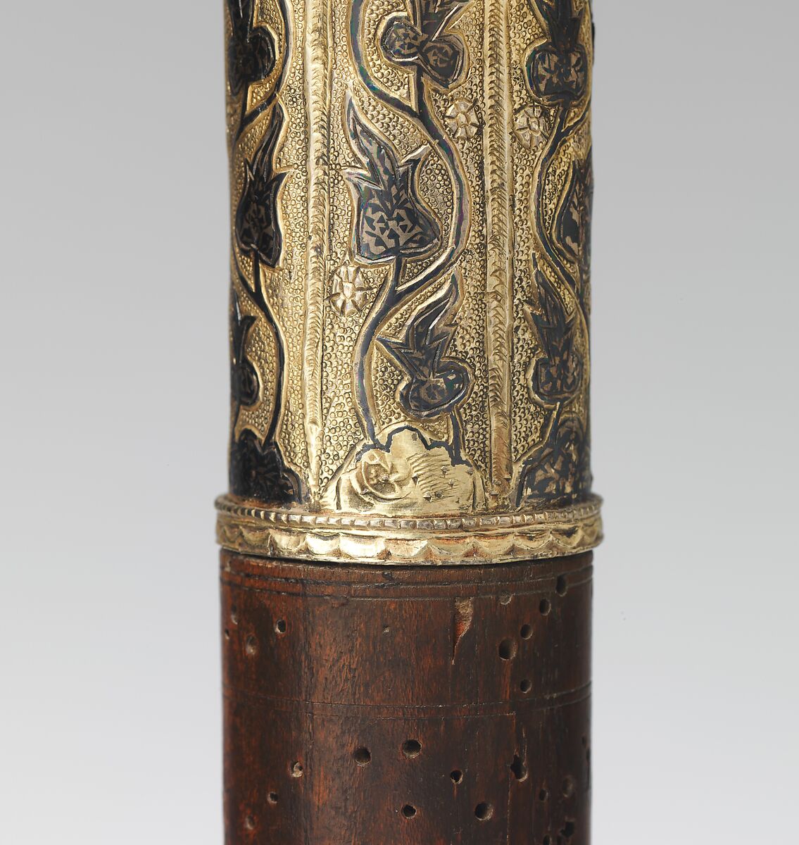 Mace, Silver, copper alloy (niello), leather, wood, Turkish