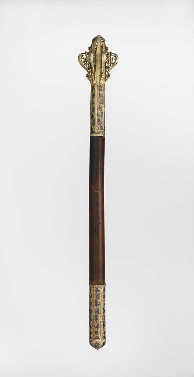 Mace, Silver, copper alloy (niello), leather, wood, Turkish