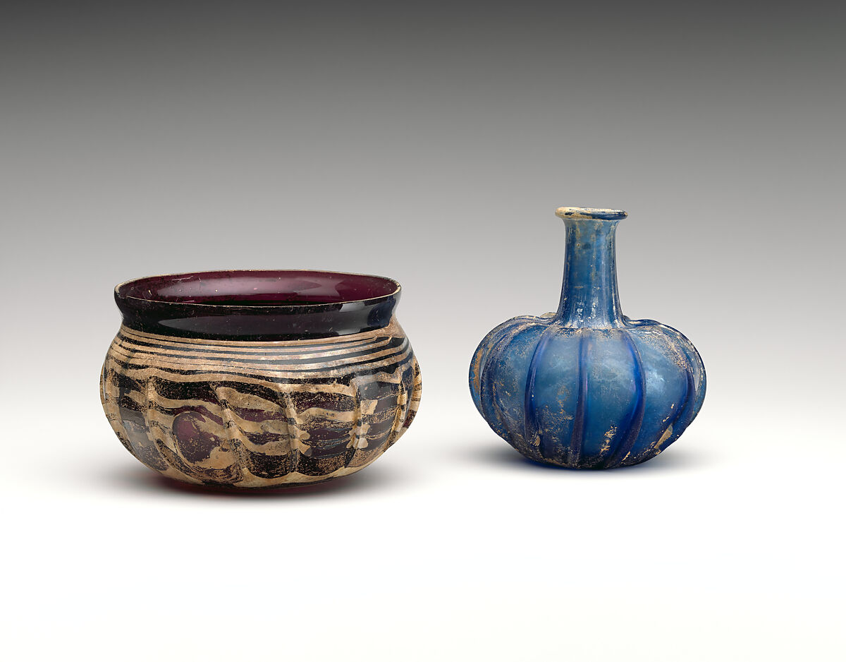 Glass ribbed bowl, Glass, Roman