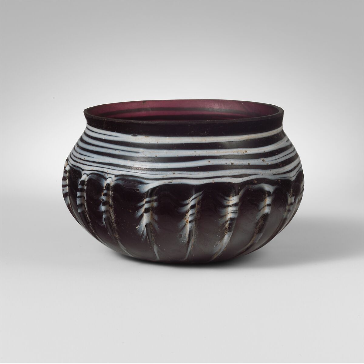 Glass ribbed bowl, Glass, Roman 