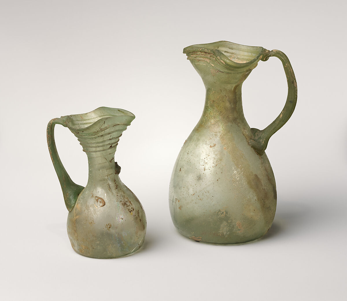 Glass jug with trefoil rim, Glass, Roman