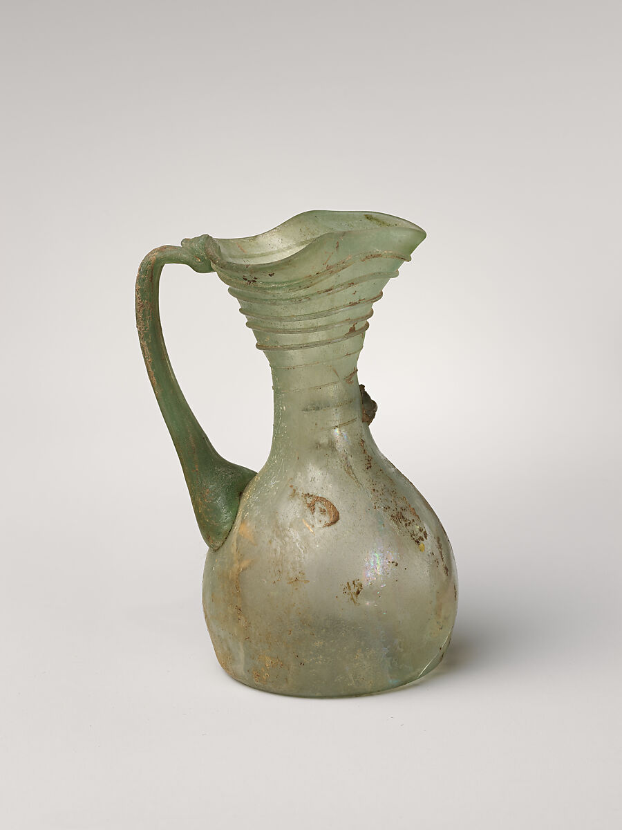 Glass jug with trefoil rim, Glass, Roman