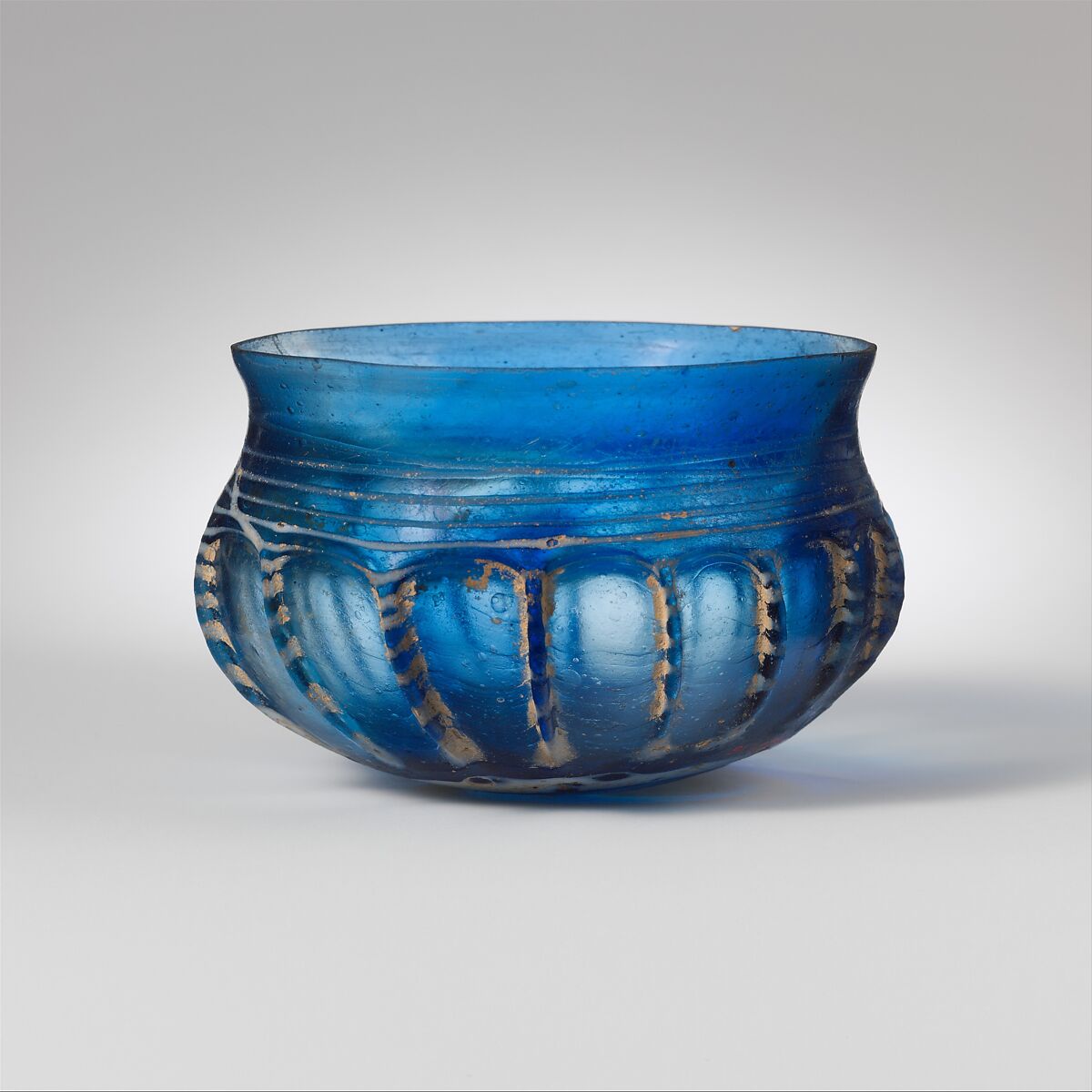 Glass ribbed bowl, Glass, Roman 