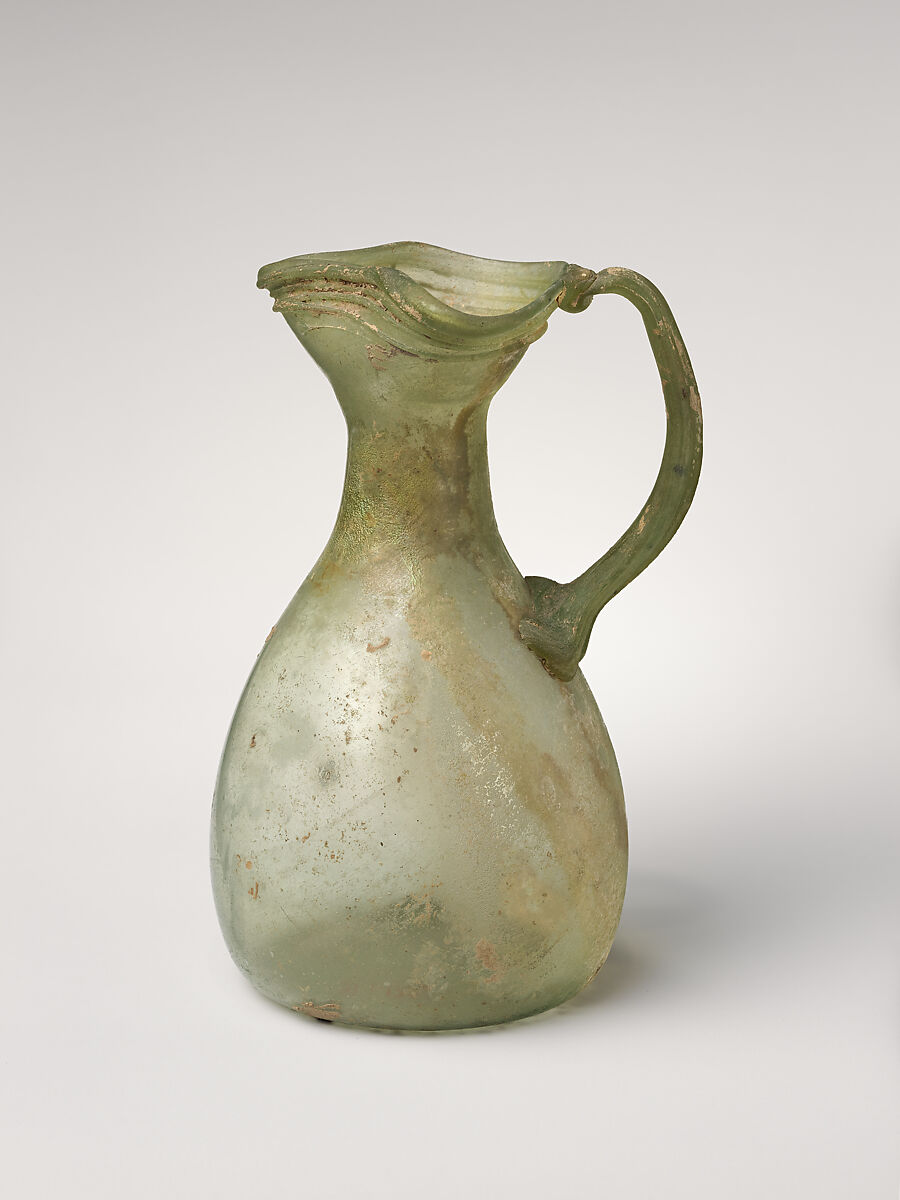Glass jug with trefoil rim, Glass, Roman 