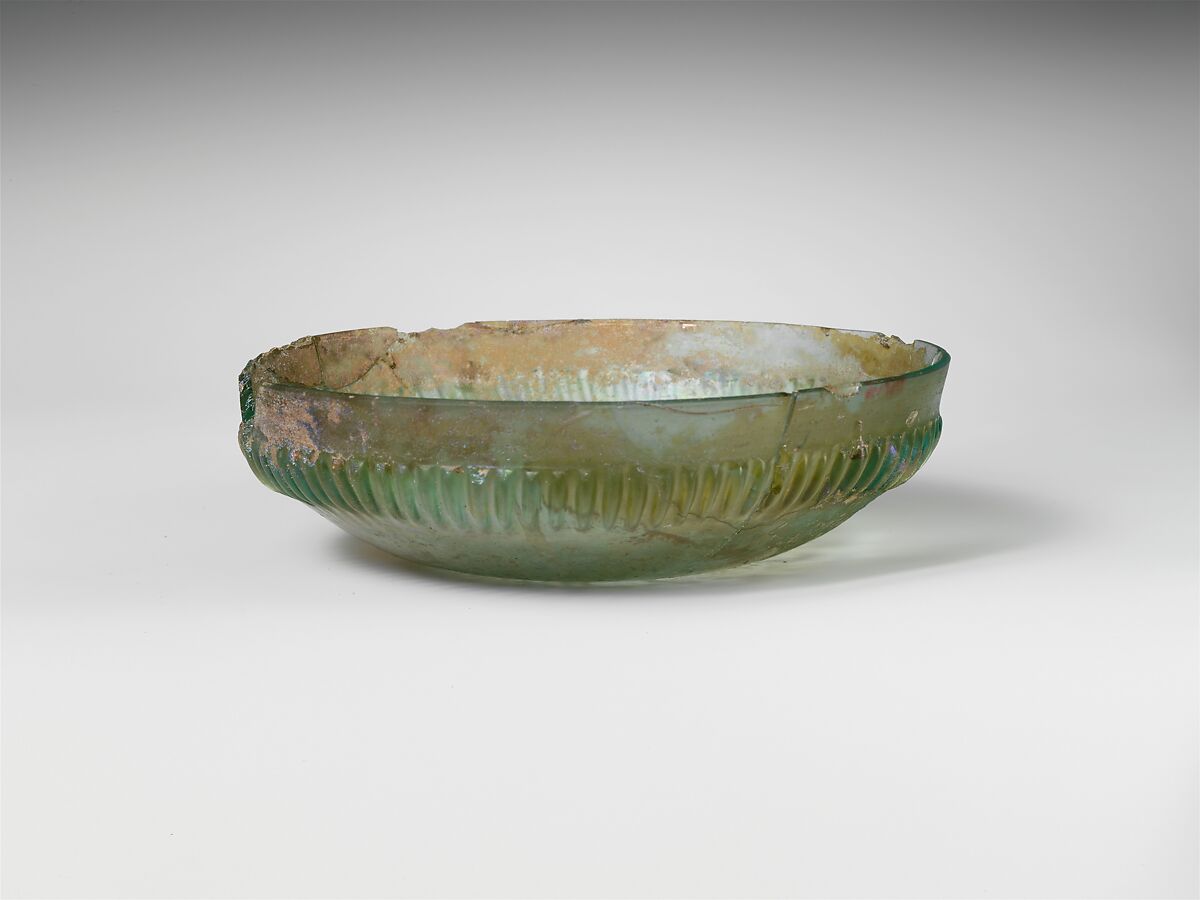 Ribbed glass bowl, Glass, Roman 