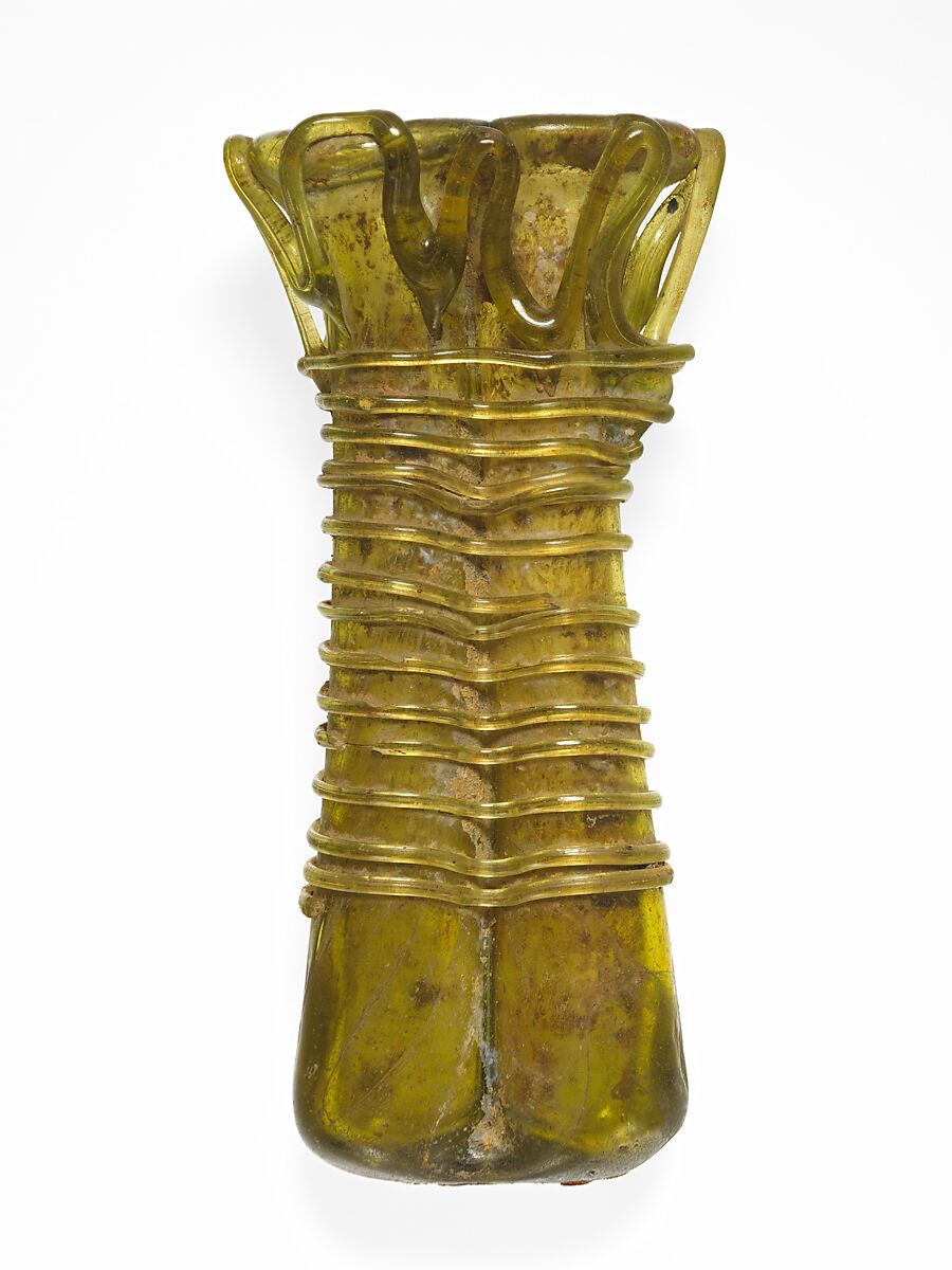 Glass double cosmetic flask (kohl tube), Glass, Roman 